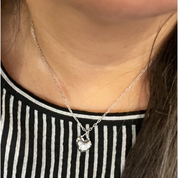Tiffany & Co. Etoile Diamonds 18k White Gold Heart Pendant & Chain - Picture 12 of 15